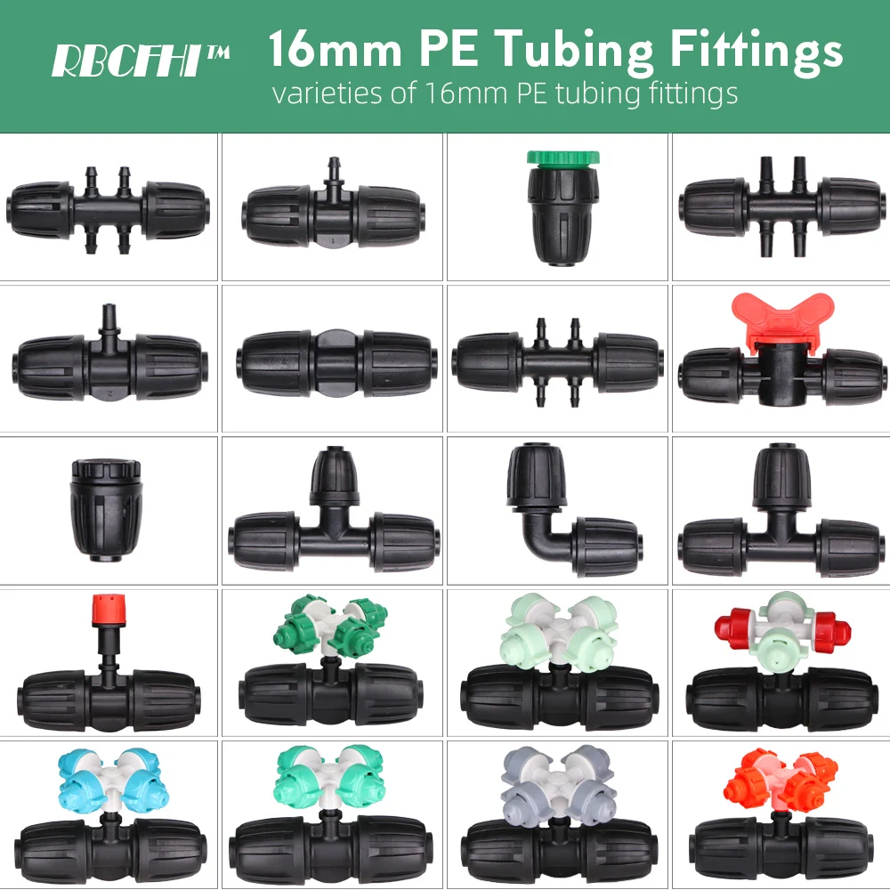 

16mm PE Tubing Water Connecters Garden Irrigation Fittings 16mm x 3/8'' 1/4'' 1/8'' 6.0mm Pipe Coupling Adapter Reduced Joints