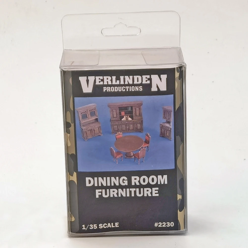 1/35 Scale Dining Room Furniture (Table w/4 Chairs, Hutch & 2 Cabinets) Resin Accessory Kits,VERLINDEN #2230 Unassembled Uncolor