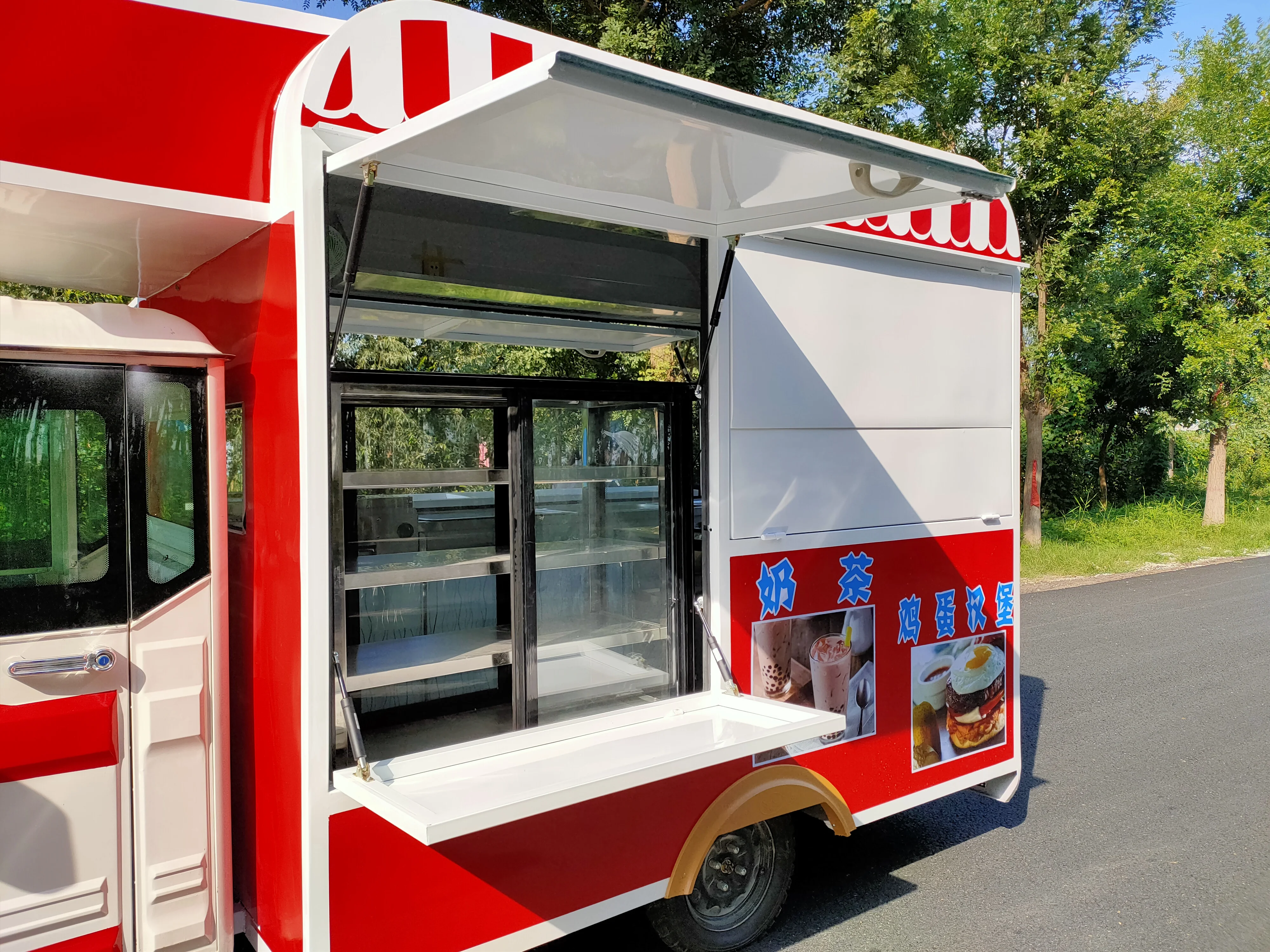 Przyczepa spożywcza Catering pojazd do serwowania żywności mobilny wózek Hot Dog Fast Food Truck mobilny Kiosk z kawą