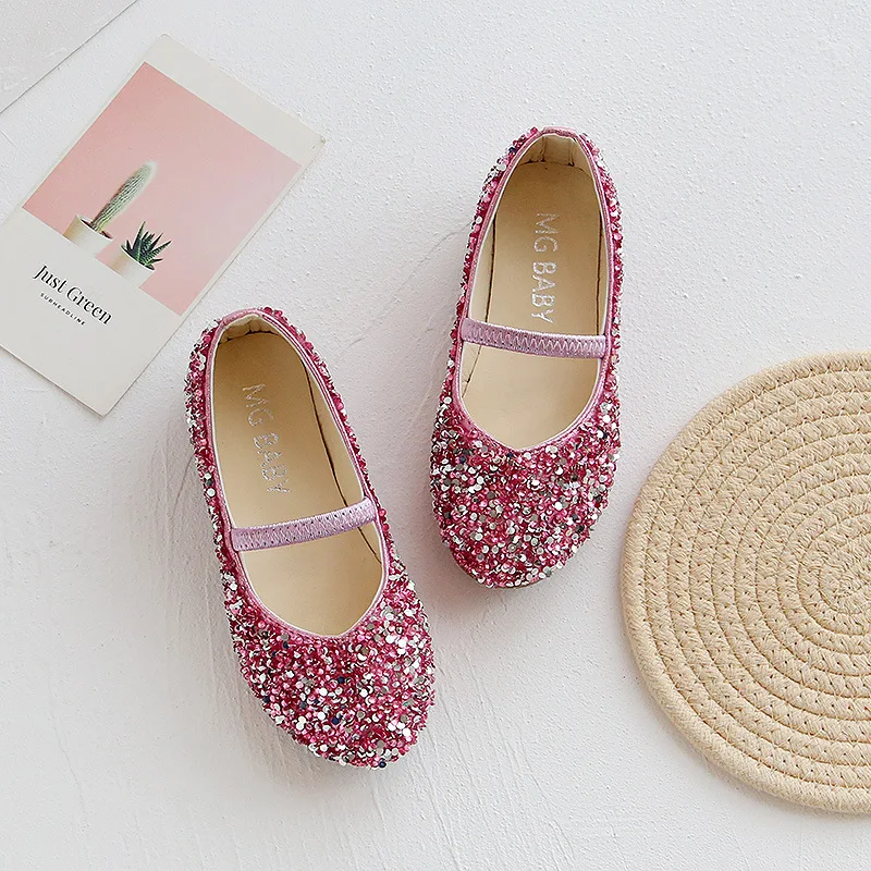 2022 Early Autumn Children Flats For Girls Toddlers Flats Shoes Sequins Mary Janes Light Weight Flats Shoes For Students Casual