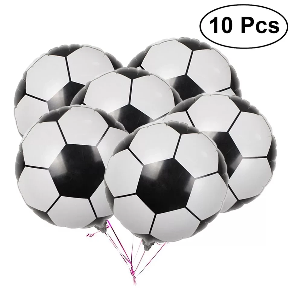 10Pcs Party Foil Football Balloons 18 Inch Aluminum Soccer Metallic Mylar For Kids Boys And Girl Birthday Party Decoration