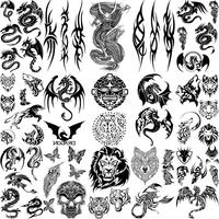 Realistic Thorns Dragon Wolf Tatoos Temporary Tattoos For Adult Men Kids Lion Tiger Skull Fake Tattoo Neck Arm Hands Small Tatoo