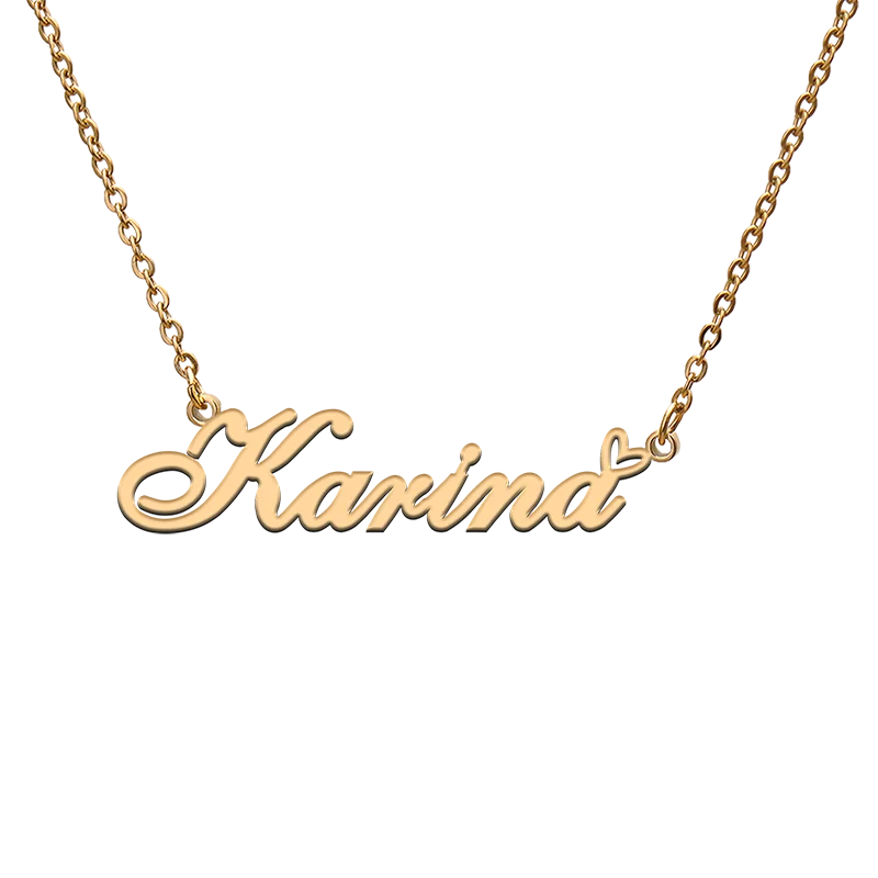 God with Love Heart Personalized Character Necklace with Name Karina for Best Friend Jewelry Gift