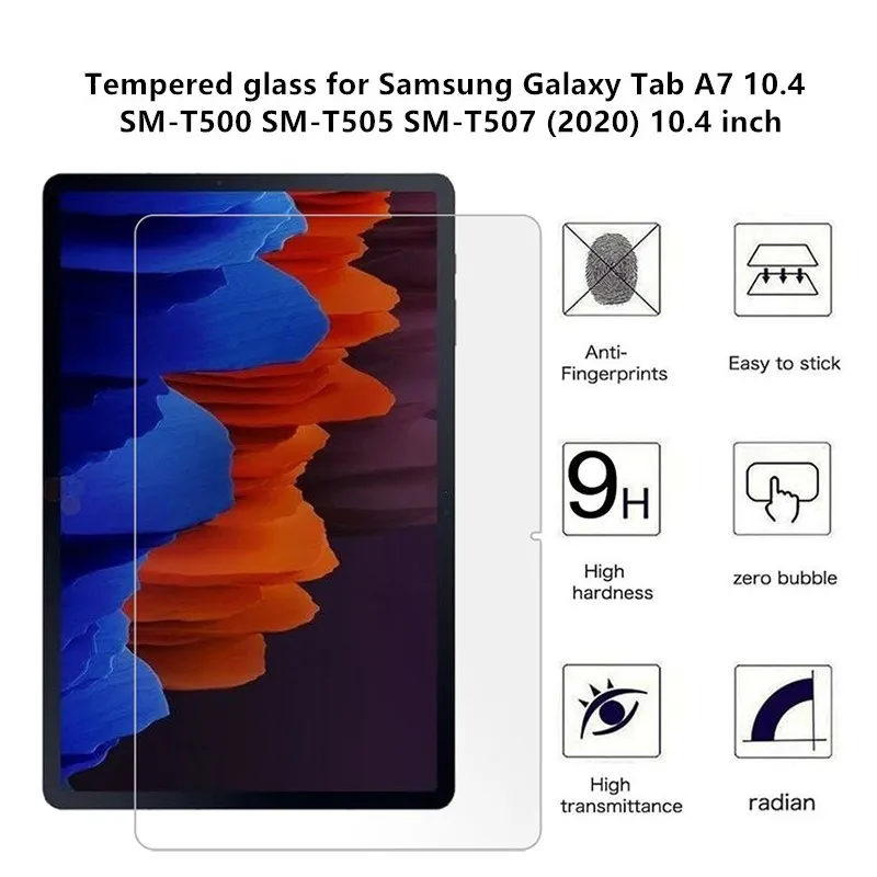 For Samsung Galaxy Tab A7 10.4 inch T500 T505 2020 Tempered Glass Screen Protector for SM-T500 SM-T505 SM-T507 Tablet Film Guard