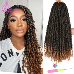 Tresses Synthétiques Pré-Bouclées au Crochet, Extensions de Cheveux Noirs et Bruns