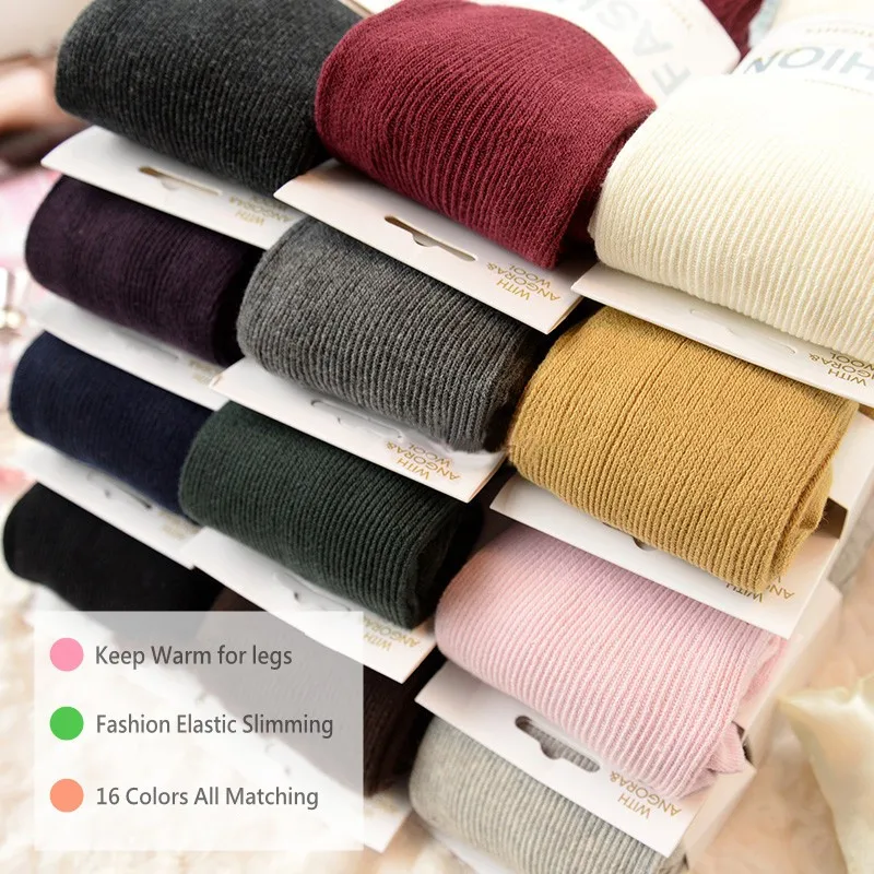 Thicken Warm Twist Striped Woman tights Autumn Winter Pantyhose Cotton knitted stockings Multi colors Collant Femme Strumpfhose