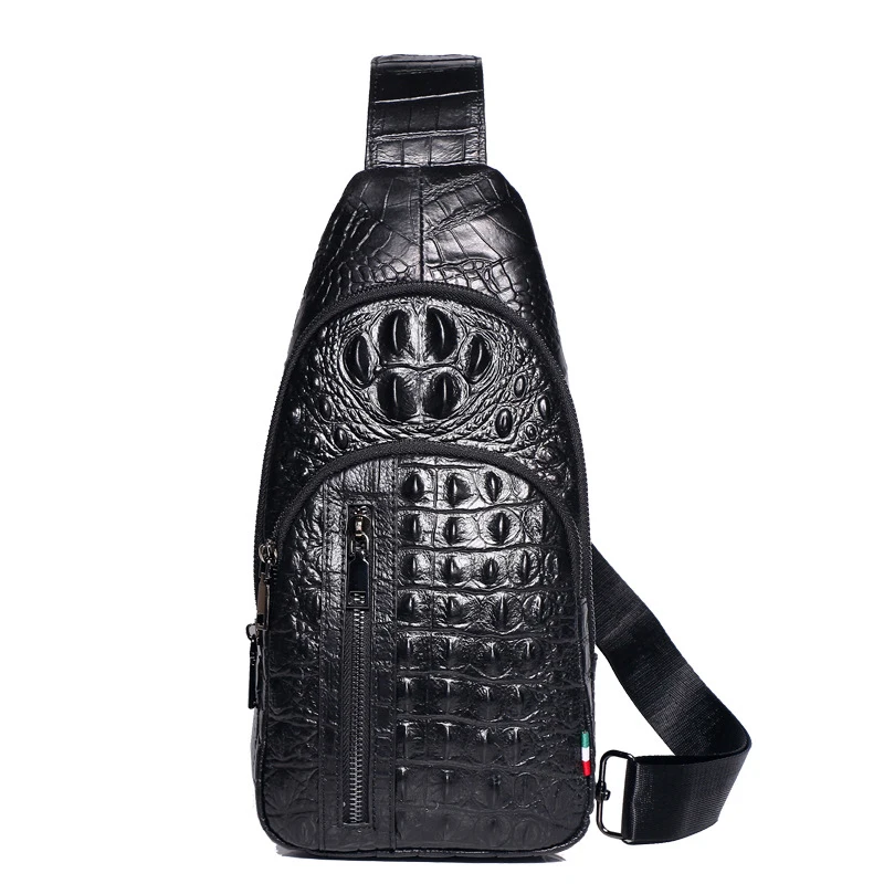 Cow Genuine Leather Men Waist Packs Male Casual Alligator Chest Pack High Quality Boy Brand Design Chest Package Shoulder Bags