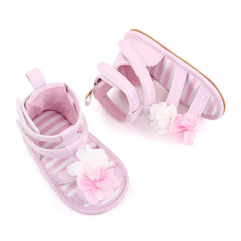 2021 New Summer Baby Shoes Lovely Flower Infants PU First Walkers Soft Rubber Sole Newborn Girls Princess Shoes