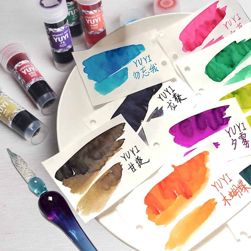 Non-carbon Color Ink for Fountain Pen, Dip Pen Ink, Glass Pen Ink,24 different colors ,5ml/pcs