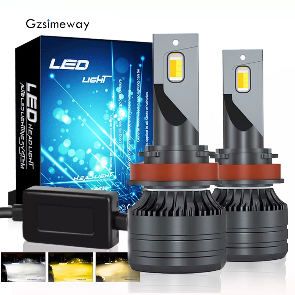 

2PCS 110W 20000LM Tricolor Car Headlight H11 H4 H7 LED HB3 9005 HIR2 H1 Turbo Auto Fog Light 9006 HB4 H8 H9 H27 H3 LED Bulb 12V