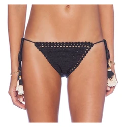 Slip Bikini a fascia Vintage all'uncinetto fatti a mano con fodera in filato di cotone