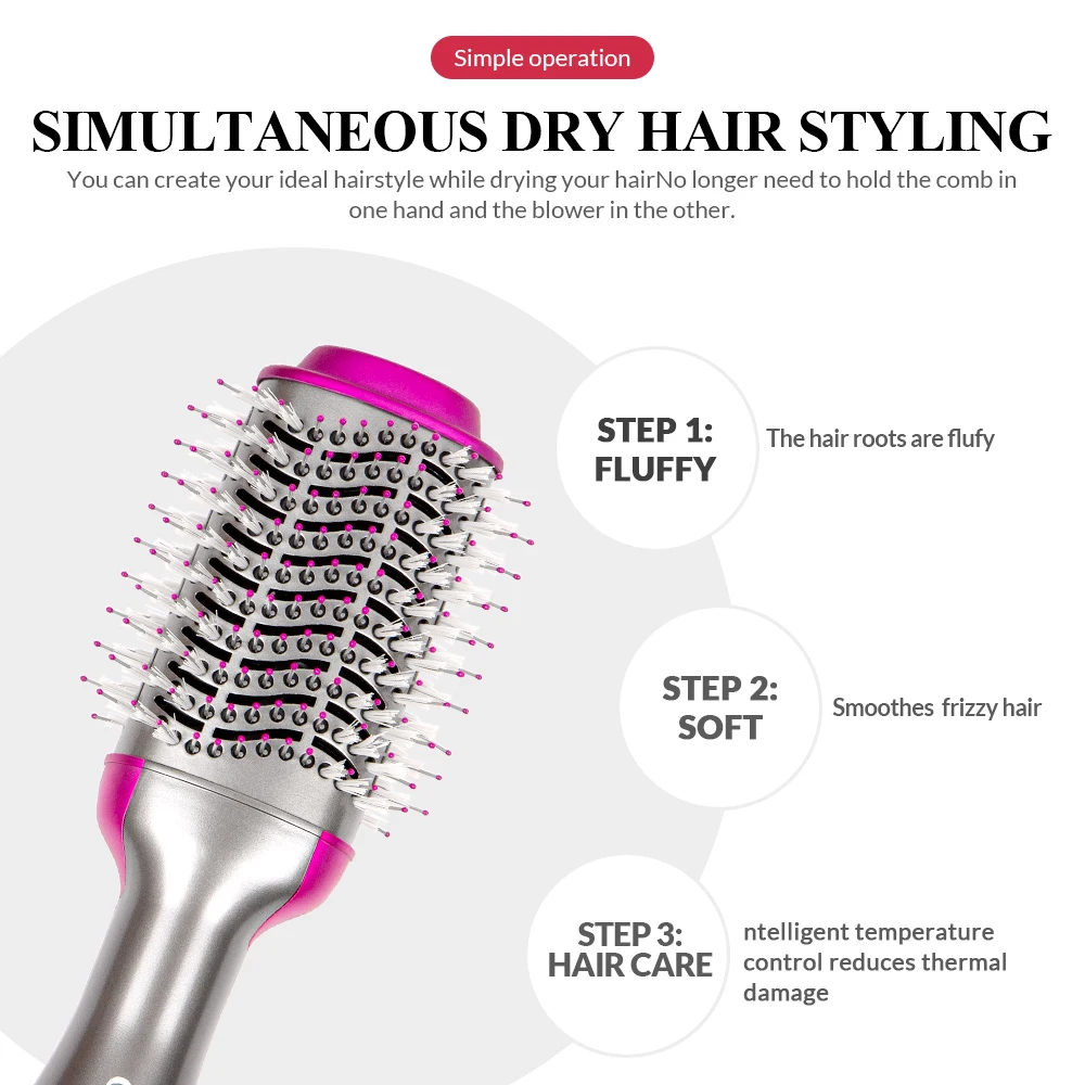 Không Khí Nóng Lược Máy Sấy Tóc Chải Thổi Máy Sấy Tóc Một Bước Máy Sấy Tóc Và Volumizer Nâng Cấp Máy Thổi Bàn Chải Máy Sấy Tóc cột Tóc