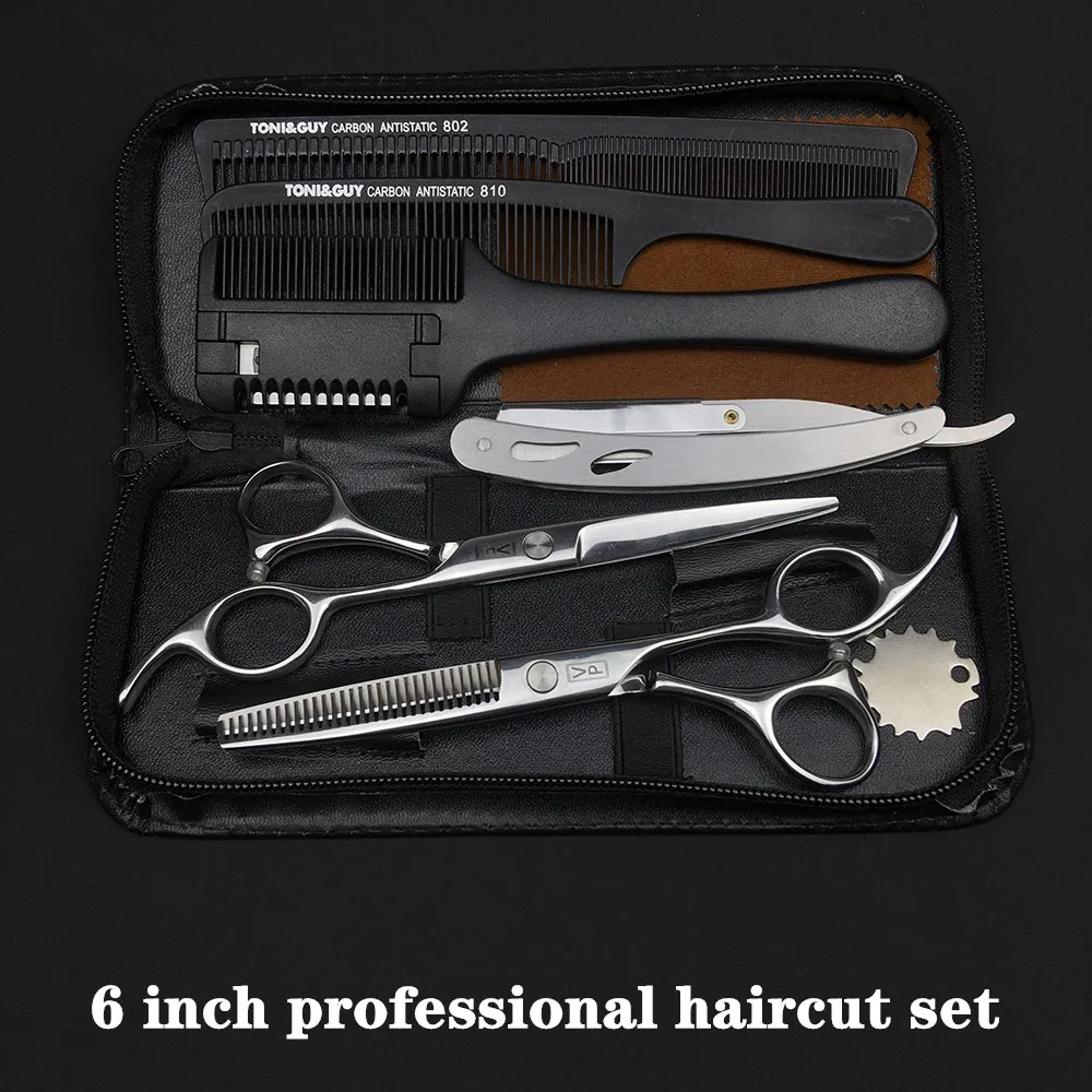 

6.0 Hair Scissors 440C Japanese Steel Professional Hairdressing Scissors Cutting Thinning Barber Scissors Hair Cut Shears Set