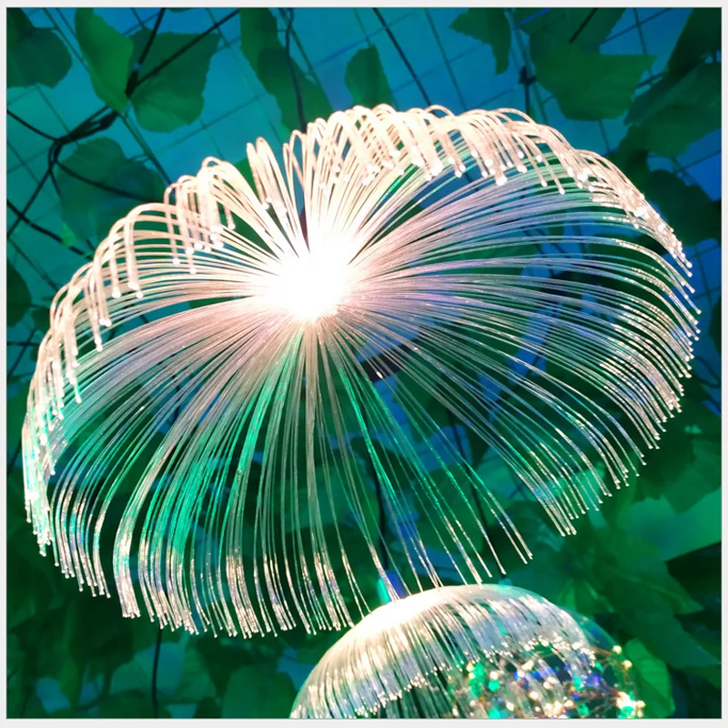 Imagem -02 - Fibra Óptica Jellyfish String Light Dandelion Fairy Garland Light Atmosfera Romântica Colorida Lâmpada de Casamento 10 Pcs