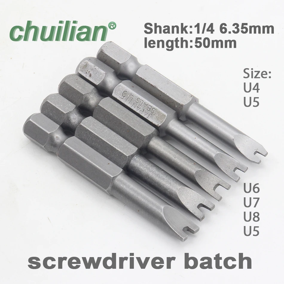 1/4 Inch Hex Magnetic U Shaped Screwdriver Bits Tools 50mm Length U4 U5 U6 U7 U8