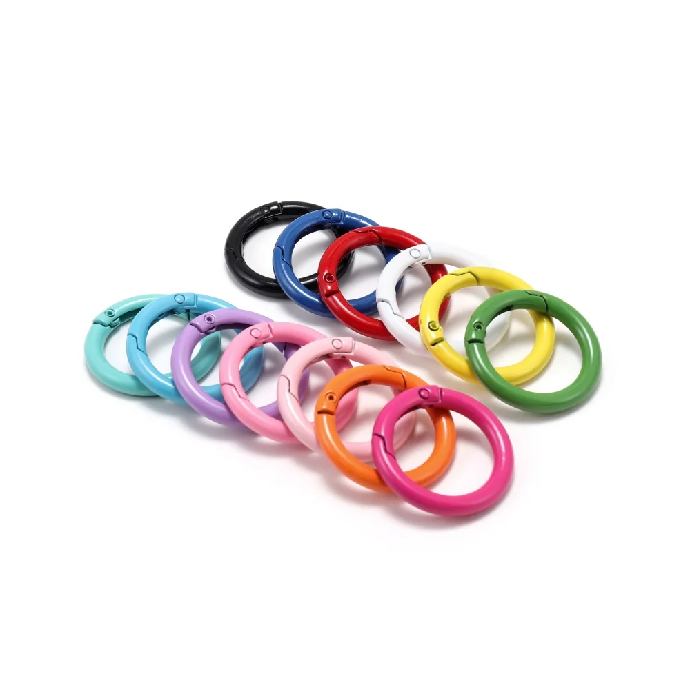5 Teile/los 21 Farben Metall O Ring Frühling Verschluss Zu Öffnende Runde Karabiner Schlüsselbund Clips Haken Hund Kette DIY Schmuck Schnalle stecker – Detail 4