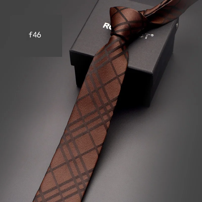 

New Arrivals Fashion Designer 6CM Slim Necktie for Men Business Formal Casual Wedding Party Big grid Neck Tie with Gift