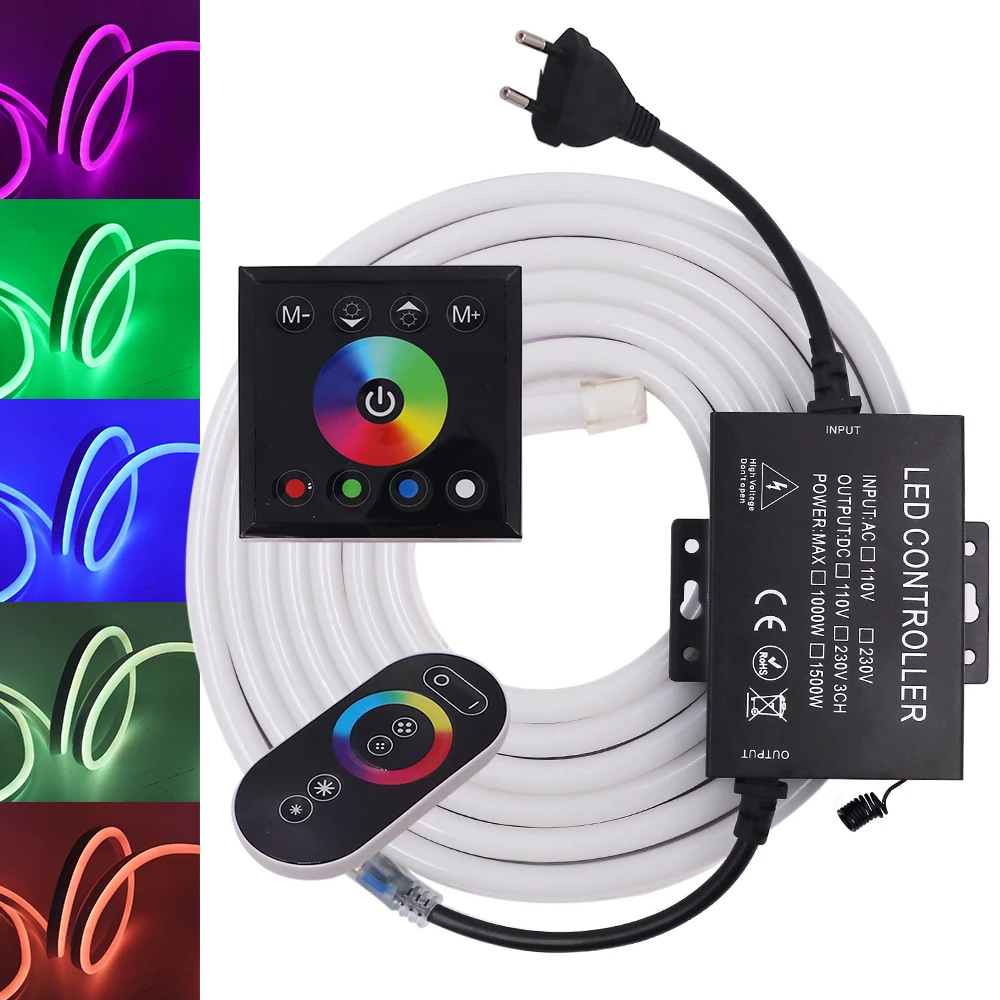 Imagem -02 - Flexível Led Neon Light Strip Fita Rgb Full Touch Controle Wifi Impermeável Corda Lâmpada Corda 220v 5050 120 Leds