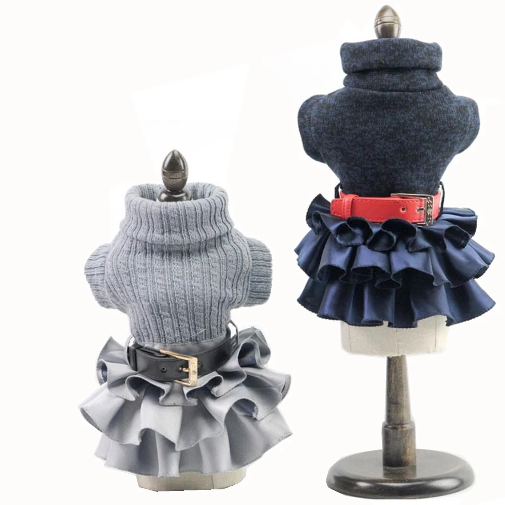 Turtleneck Knitted Sweater for Small Dogs, Dog Dresses, Cat Tutu Skirt, Warm Clothes, Autumn Coat, XS, S, M, L, XL