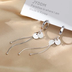 Women's Fashion Simple Style Hoop Earrings With Small Round Pendants Long Chain Tassel Dangle Earring Piercing Jewelry Gifts