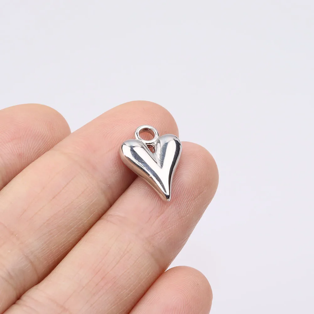 Eruifa 10pcs 15mm Popular 3D Heart Zinc Alloy Jewelry DIY Charms Pendant Women Girl Necklace, Earring Bracelet 2 Colors