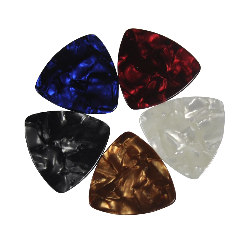 100pcs Heavy 0.96mm 346 Rounded Triangle Guitar Picks Plectrums Celluloid Assorted Colors