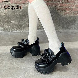 Gdgydh Pleated Designer Women Outdoor Thick Bottom Sneakers Shoes Black 90sfashion Punk Rock Platform Loafer Shoes Woman College