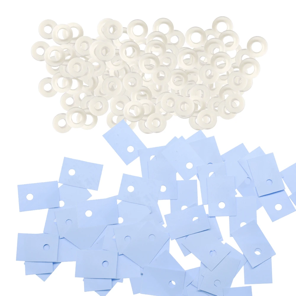 New 100Pcs TO-220 Transistor Plastic Washer Insulation Washer + 100Pcs TO-220 Isolated Silicone Pad Sheet Strip Power Supply