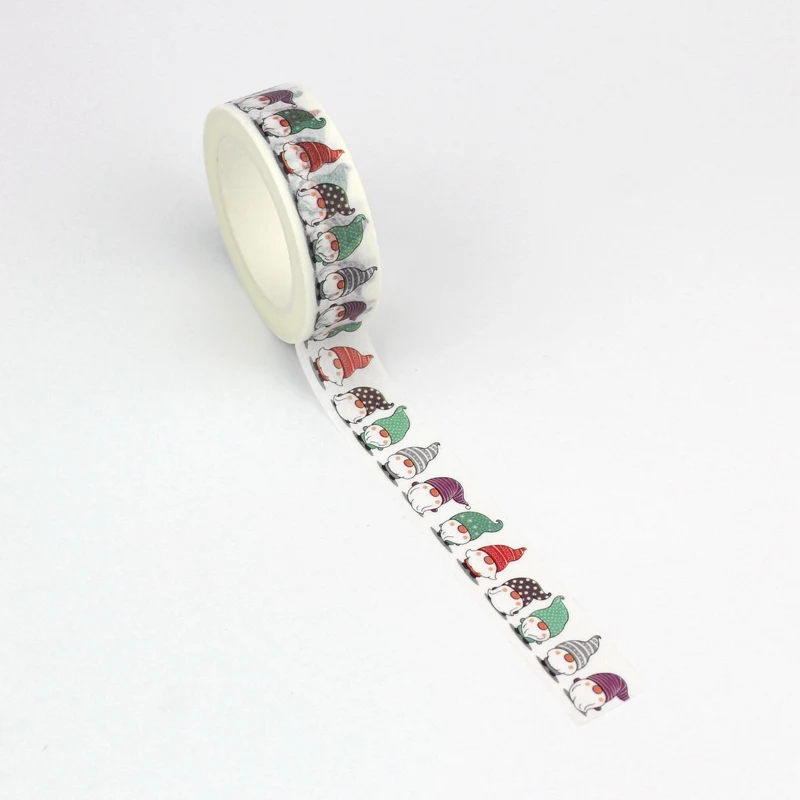 

NEW 1PC. Decorative Colorful Gnomes Christmas Washi Tape for Scrapbooking Adhesive Masking Tape Cute Stationery supplies