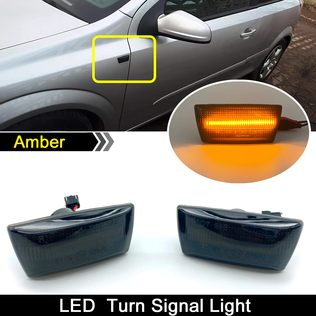 For Opel Adam Astra Chevrolet Aveo Holden Cruze Cadillac Buick Daewoo Smoked Lens LED Side Marker Light Amber Turn Signal Lamp