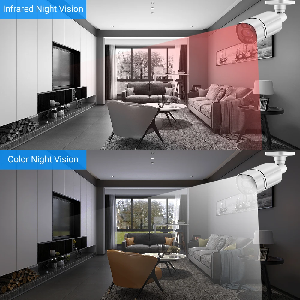 8MP 4K H.265 ONVIF IP Camera Waterproof Outdoor POE Camera Two Way Audio Color Nightvision Motion Detection CCTV Camera System