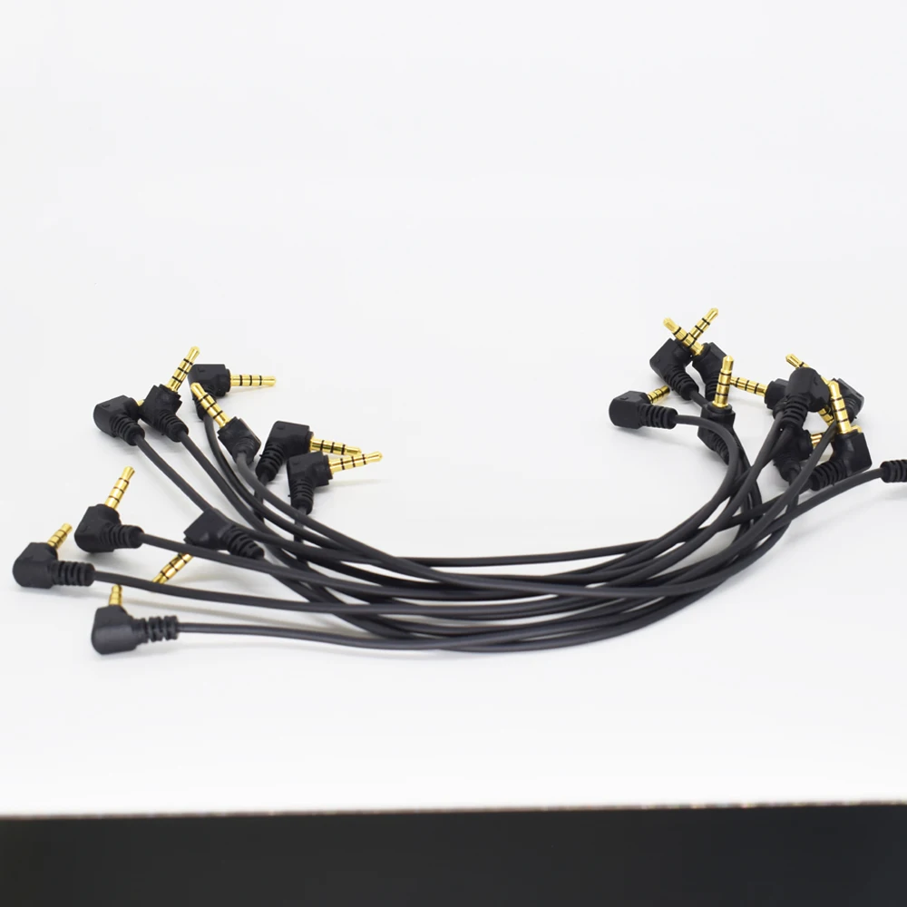 1pc 30cm/1ft Gold Moulded Right Angle 3.5mm 4 Pole Male to Male Audio Cable Item No.: 4-0400