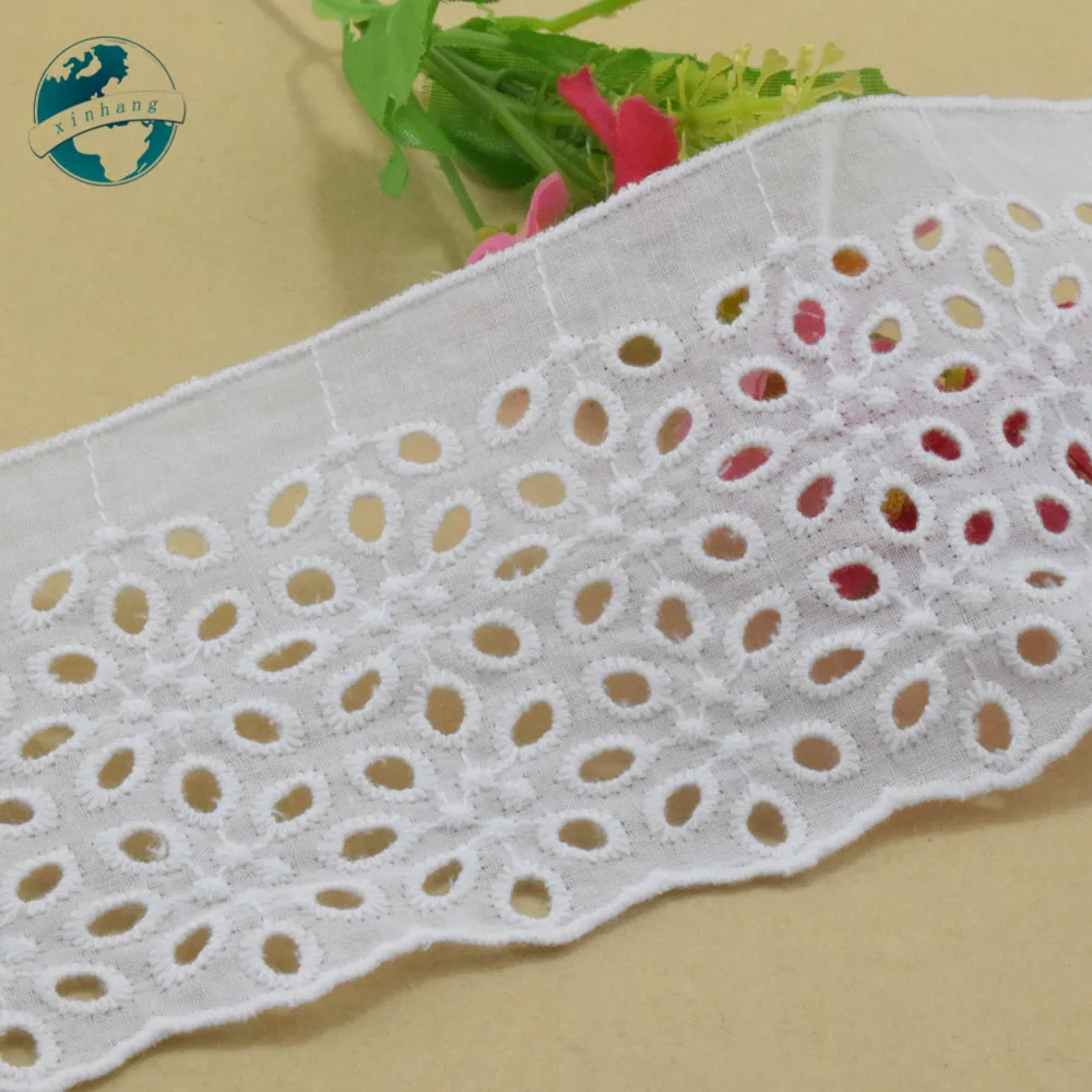 8cm Wide 100% Cotton Embroidery Lace sewing ribbon guipure Trim Wedding Decoration DIY Dolls Colthes Accessories Lace Edge#3996