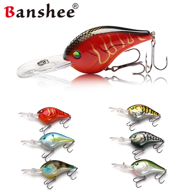 Banshee 75mm 24g Big Crankbaits Fishing Lures Sea Wobblers For Pike Rattling Artificial Baits Hard Trolling Deep Dive 1.5-4.5m