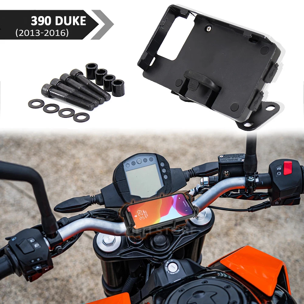 Novos acessórios da motocicleta preto suporte do telefone móvel gps suporte para 390 duke 2013-2016 2015 2014