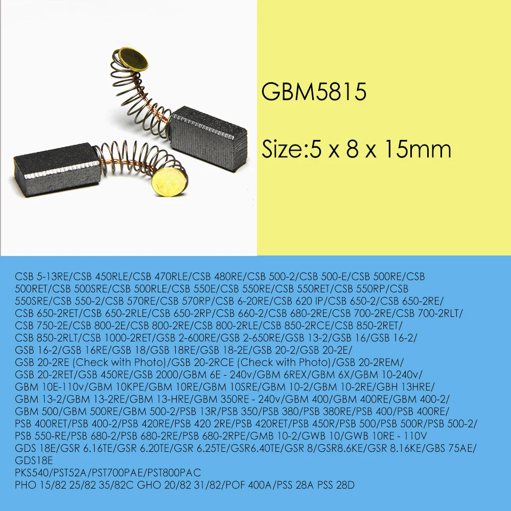 TASP 5 Pairs Carbon Brushes 5x8x15mm For Bosch Electric Drill Motors CSB 5-13RE CSB 450RLE CSB 470RLE