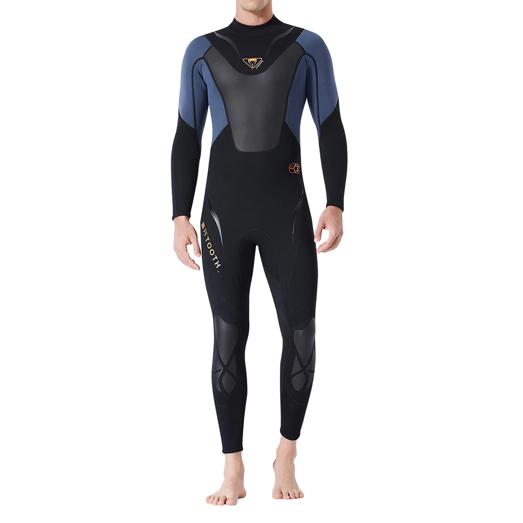 3mm Men Diving Wetsuit Full Body Surfing Suit Long Sleeve Back Zipper Rash Guard for Swimming Snorkeling Kayak Canoeing