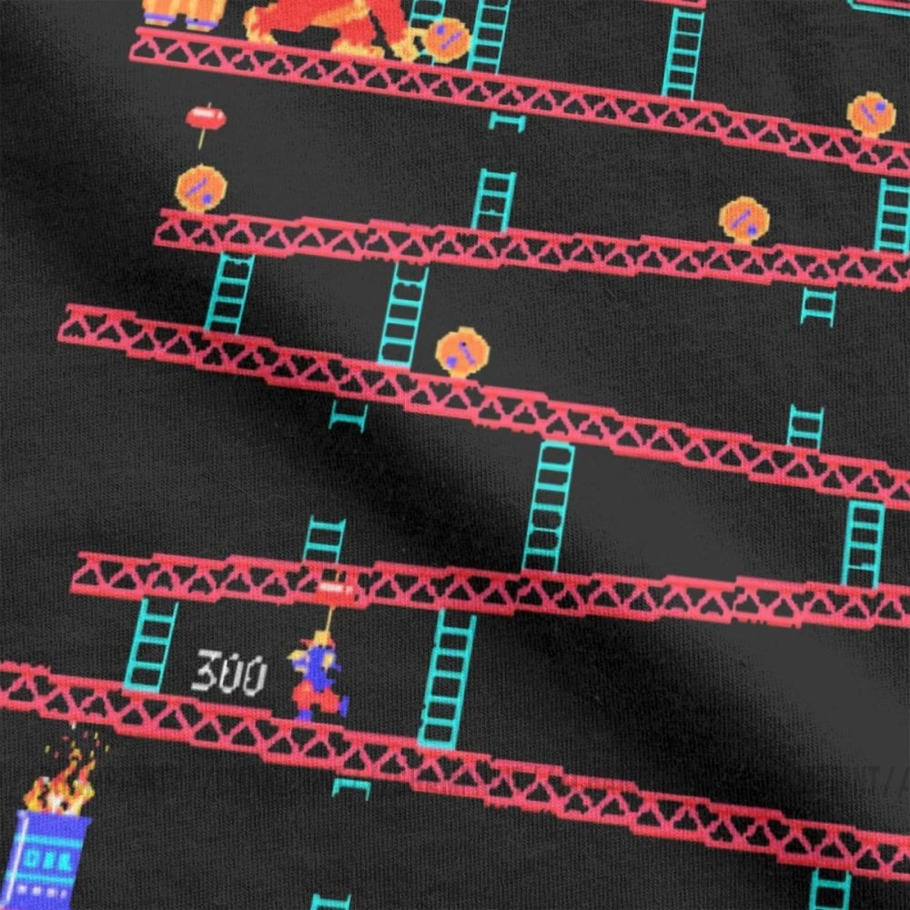 Donkey Kong T-Shirts Men Arcade Game Collage Vintage Pure Cotton Tees Crew Neck Short Sleeve Retro T Shirt Plus Size Funny Tops