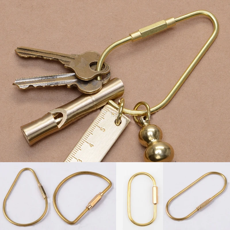 Brass Lock D Key Ring Holder Camping Equipment Hook Outdoor Buckle Car Carabiner D-Ring Keychain Key Ring Accessories