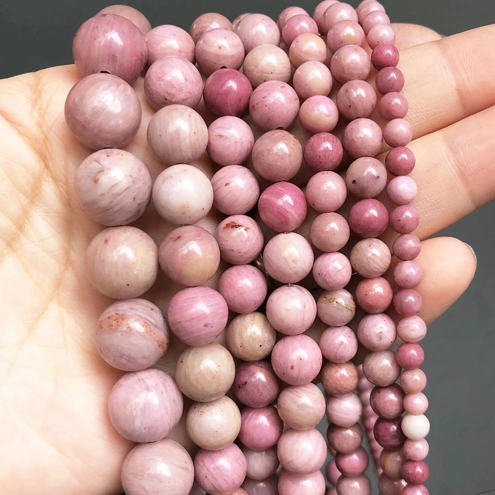 Natural Rhodonite Beads Round Loose Stone Beads For Jewelry Making 15.5\