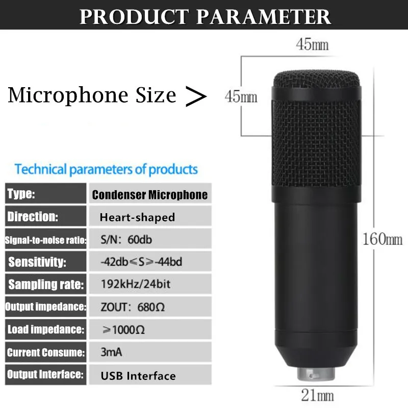 Metall USB Kondensator Aufnahme Mikrofon Für Laptop Windows Nieren Studio Aufnahme Gesang Voice Over, YouTube Webcast Karaoke