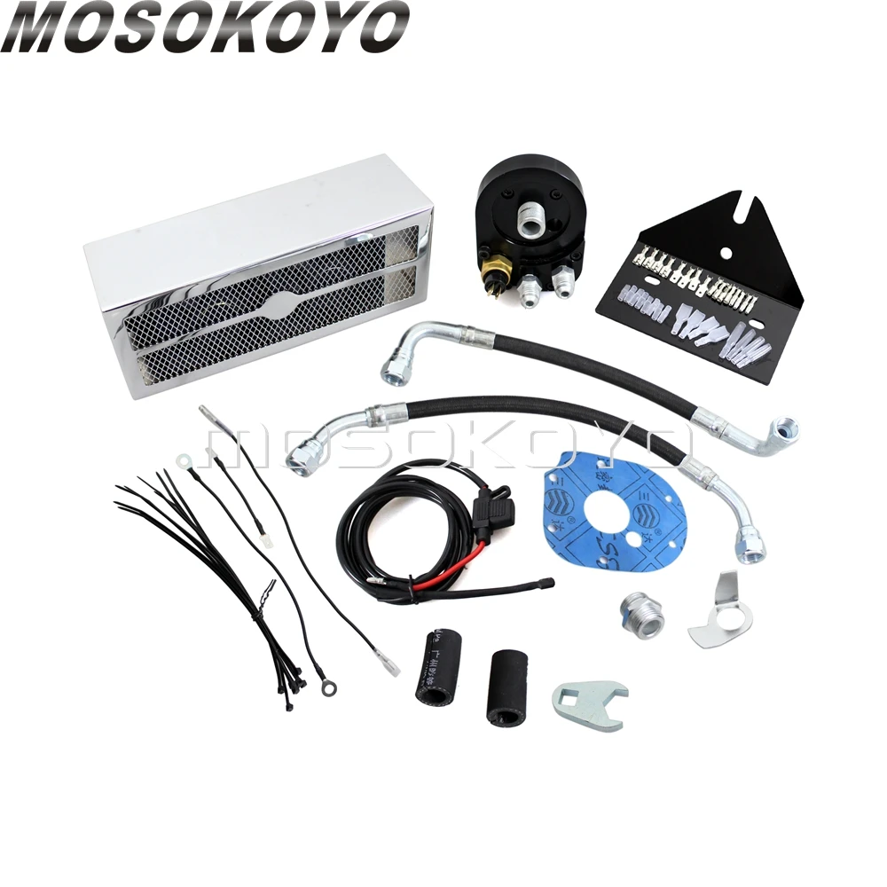 Complete Engine Cooling Reefer Oil Cooler Fans Assembly System For Harley Dyna Super Glide FX/FL Street Fat Bob 93-17 Low Rider