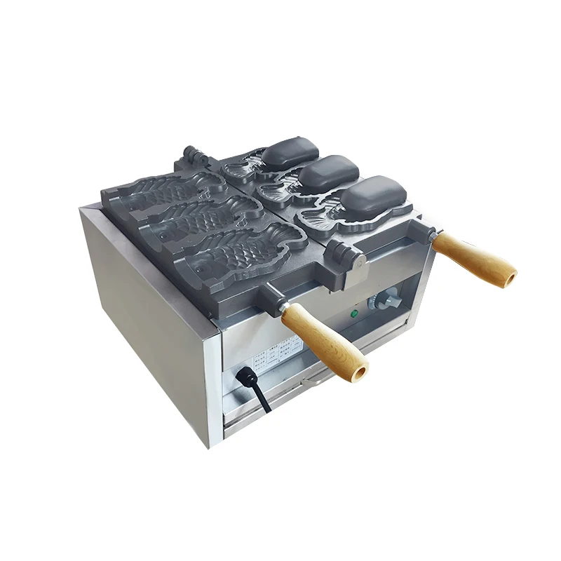Kommerziellen taiyaki maschine 3-loch gas/elektrische Japanischen snacks und snacks maschine 2KW eis taiyaki 220V