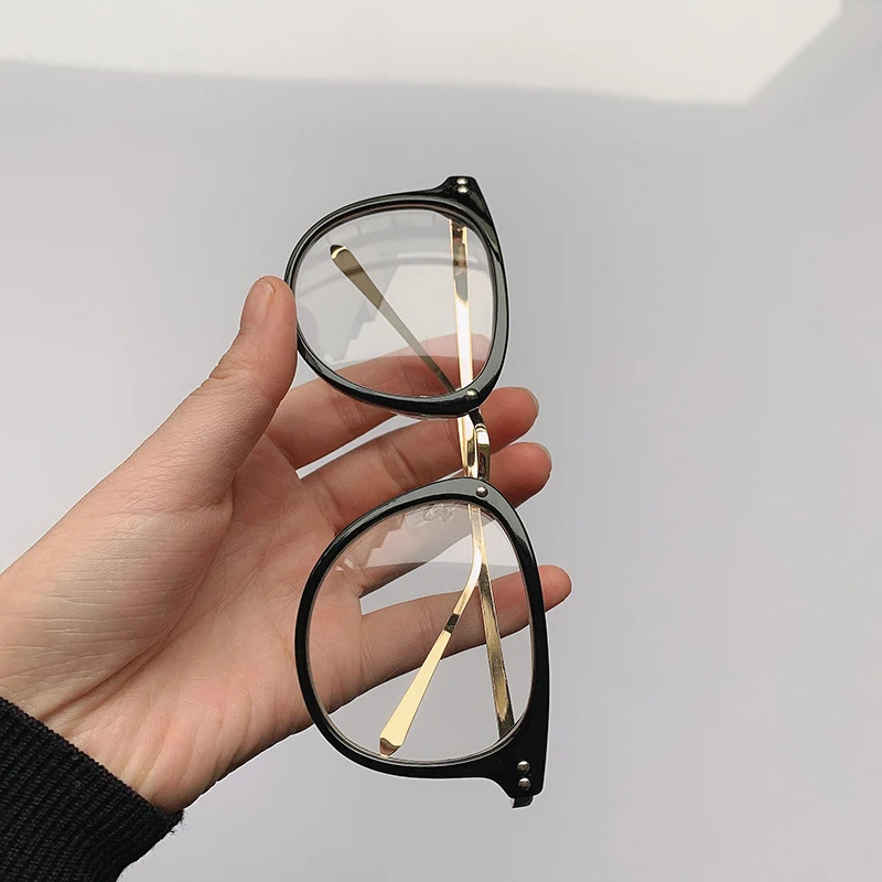 Vintage Oversized Spectacle Glasses Frames Men Women Design Metal Eyeglasses Frame Transparent Lens Optical Glasses Female Male