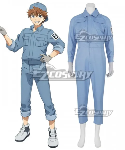 Cells At Work Hataraku Saibo B cell Blue Adult Halloween Jumpsuit Party Outfit Festival Set Cosplay Costume E001