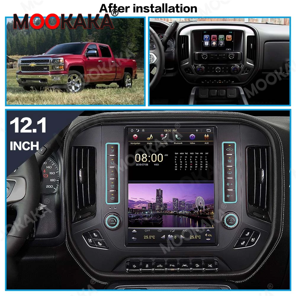 For GMC SIERRA 2015 - 2019 Android 9.0 64GB Tesla Style Car Radio Auto Stereo Multimedia Player GPS Navigation Head Unit Audio