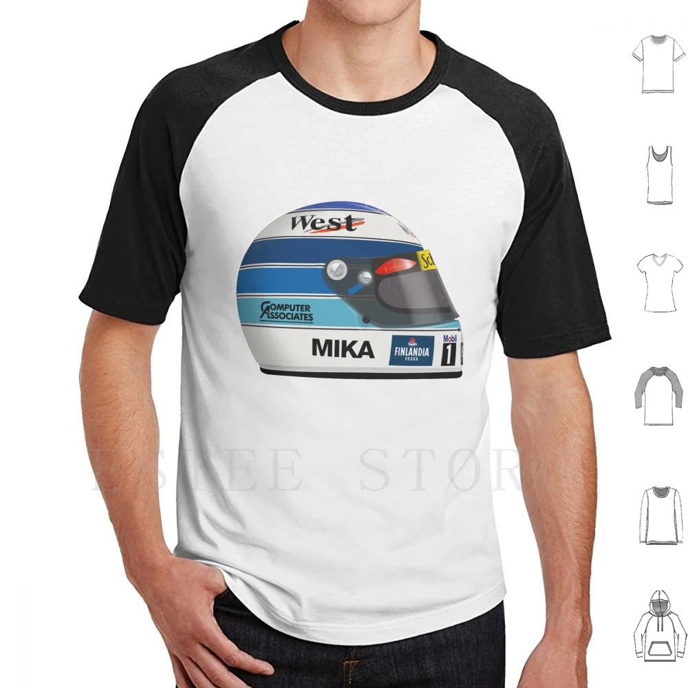 Mika Hakkinen-Helmet T Shirt Print Cotton Grand Prix Auto Racing Motorsport Mika Hakkinen