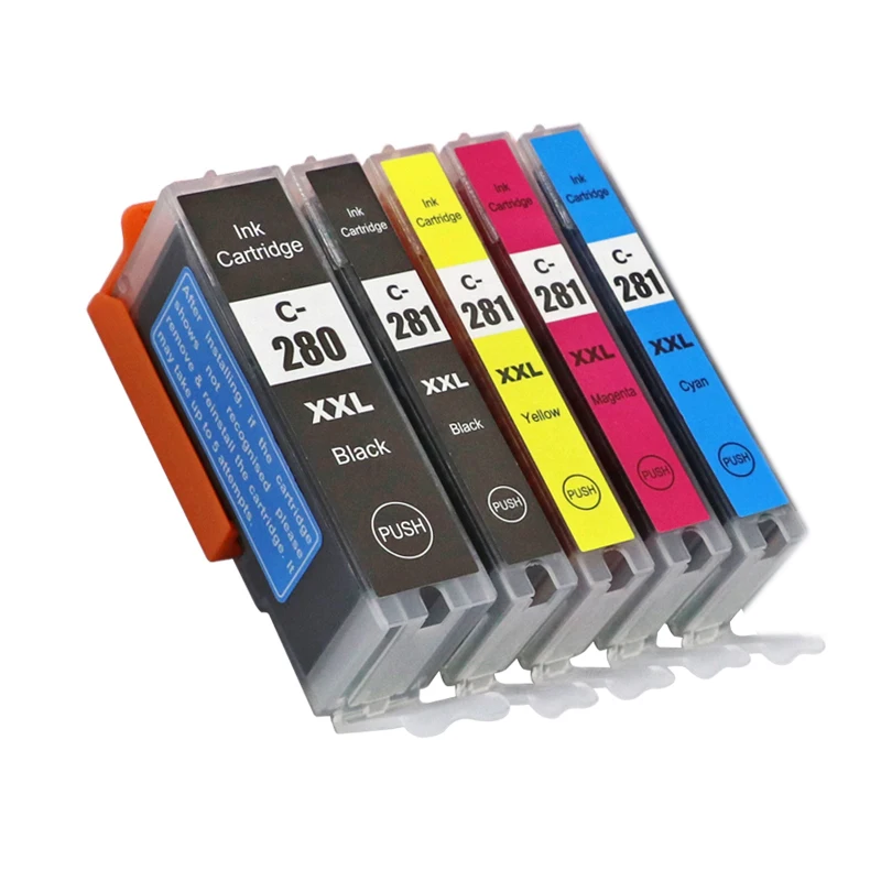 Vliaxh 5colors pgi280 cli281 PGI-280XL COMPATIBL Ink Cartridge For Canon PIXMA TR7520 TR8520 TS6120 TS6220 TS9521C TS9520