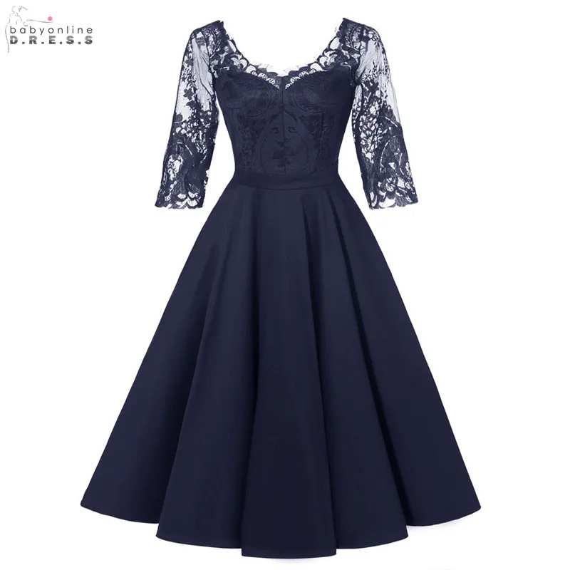 

2019 Sexy Illusion Lace Homecoming Dresses Backless Navy Blue A-line Elegant Graduation Dresses Draped Cut-out Vestido Curto