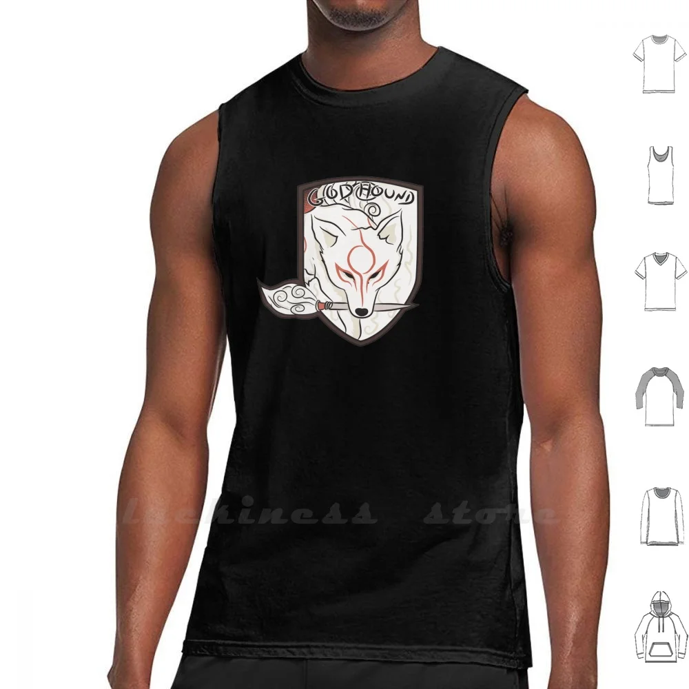 God Hound ( Okami ) Sleeveless Tank Top Vest Cotton Okami Games Metal Gear Solid Amaterasu Japanese Japan Videogames Vg Hobby